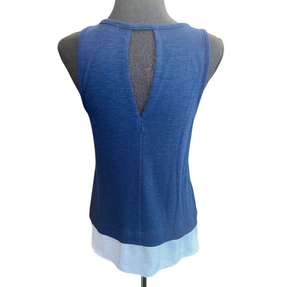 J. Crew Sleeveless Layered Tank Top keyhole back blue stripes S Coastal Casual - Picture 2 of 8